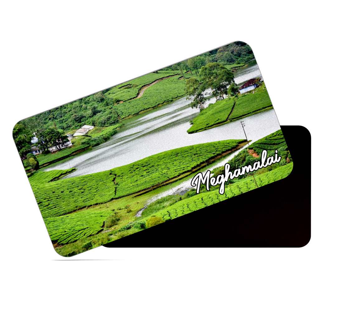 dhcrafts Multicolor Tamil Nadu Meghamalai Design Rectangular Rubber Matte Finish Fridge Magnet / Magnetic Card Pack of 1 (8.6cm x 5.4cm)
